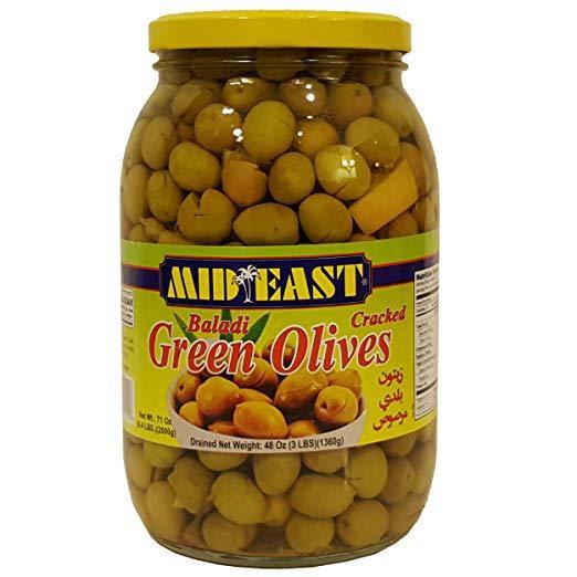 Mid East Baladi Green Olives 48oz-Grocery-MOVE HALAL