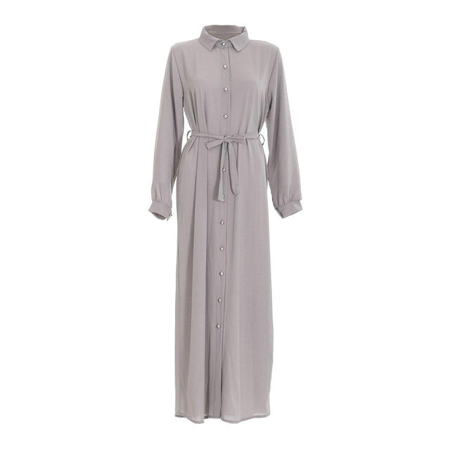 Button Dress with Waisted Belt-Clothing-MOVE HALAL