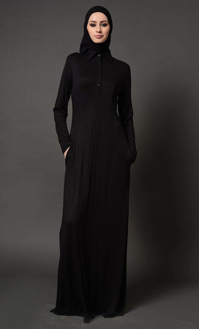 Collared Everyday Wear Basic Abaya Dress-Clothing-MOVE HALAL