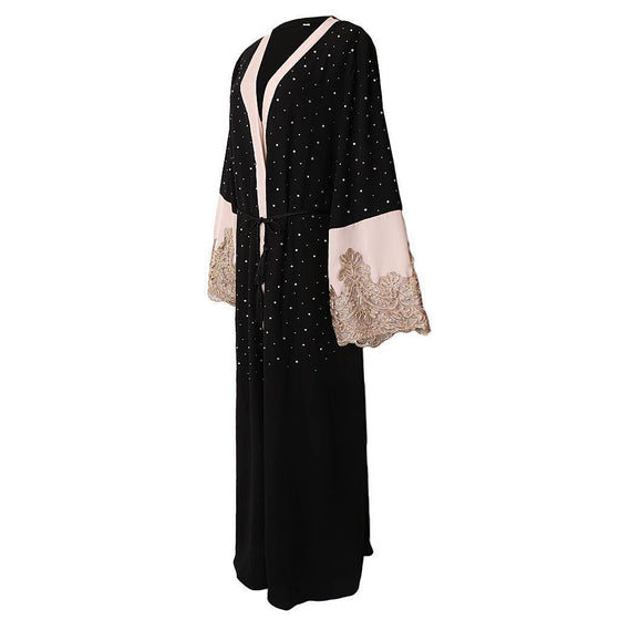 Black Sequin Open Abaya-Clothing-MOVE HALAL