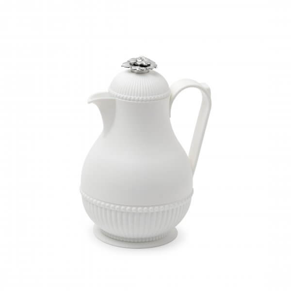 White Thermos w/ Silver Flower Top-House-MOVE HALAL